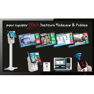 PACK PharmaBOXTV/5 - Gestion d'attente pour PHARMACIES, configurable de 1 à 5 Caisses - Ecran TV NON Fourni