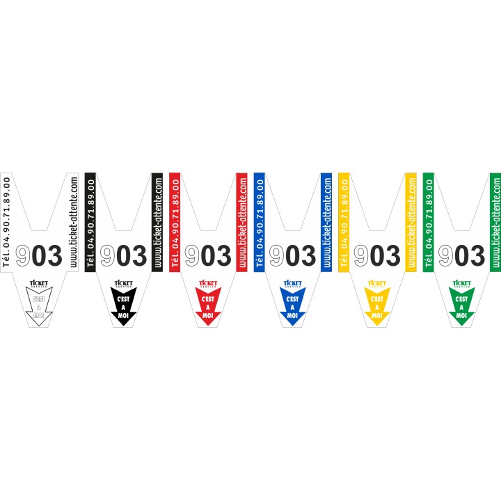 Lot de 10 000 tickets numérotés à bandes Noires disponible en 7 couleurs