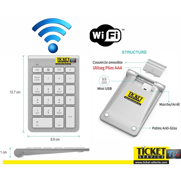 Clavier WIFI appel de Numéro : ordre/désordre/rappel/N° Spéciaux, pour Pack TV Standard