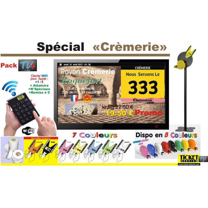 PACK TV - Gestion des files d'Attente clients pour Commerces Alimentaires - Ecran TV NON Fourni