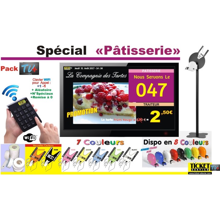 PACK TV+ - Gestion des files d'Attente Clients - sur écran TV - pour Commerces Alimentaires - Ecran TV NON Fourni