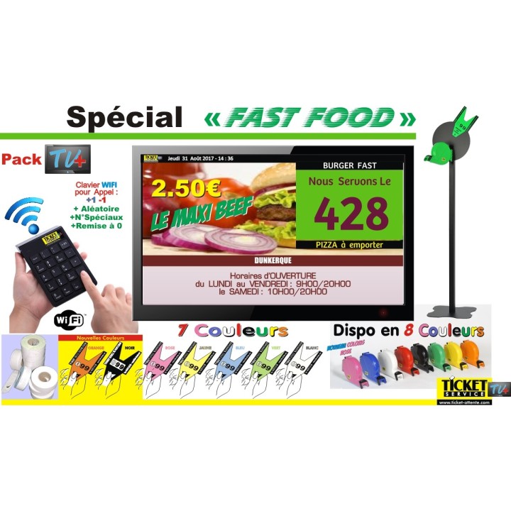 PACK TV+ - Gestion des files d'Attente Clients - sur écran TV - pour Commerces Alimentaires - Ecran TV NON Fourni