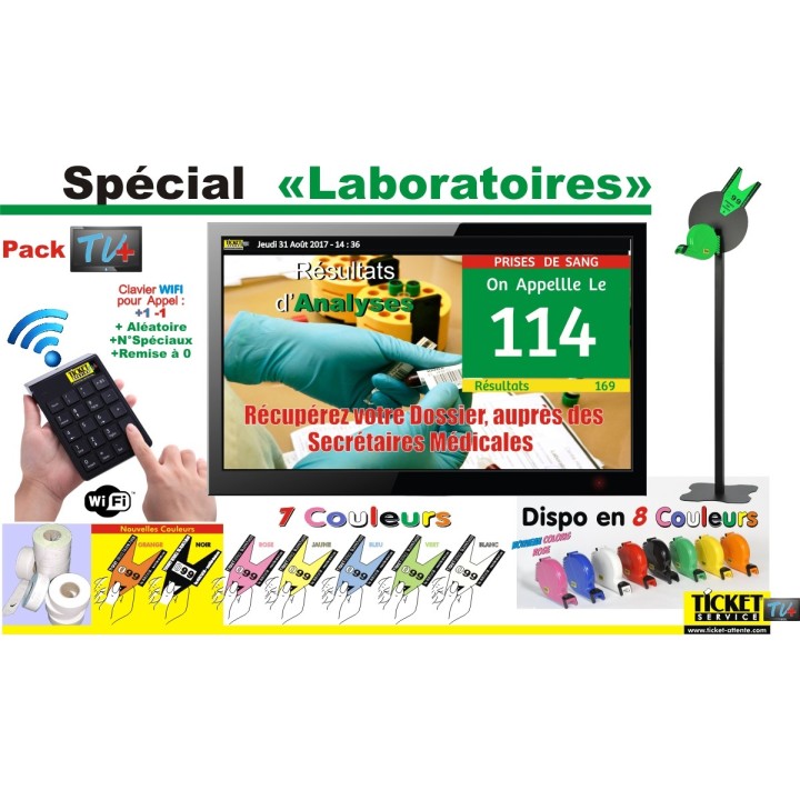 PACK TV+ - Gestion de file d'attente patients pour Laboratoires - Ecran TV NON Fourni