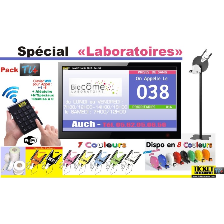 PACK TV+ - Gestion de file d'attente patients pour Laboratoires - Ecran TV NON Fourni