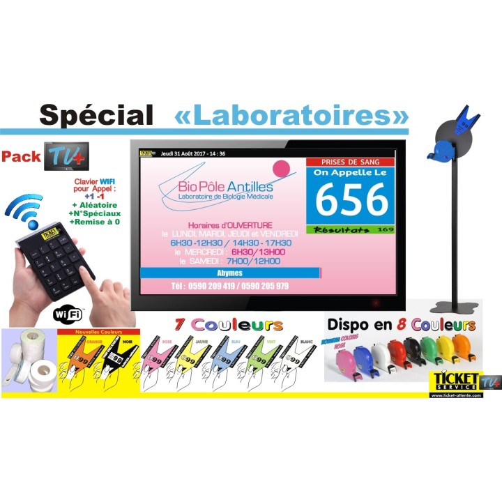 PACK TV+ - Gestion de file d'attente patients pour Laboratoires - Ecran TV NON Fourni