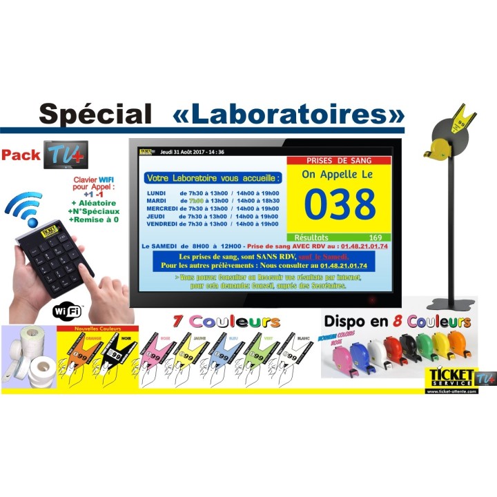 PACK TV+ - Gestion de file d'attente patients pour Laboratoires - Ecran TV NON Fourni