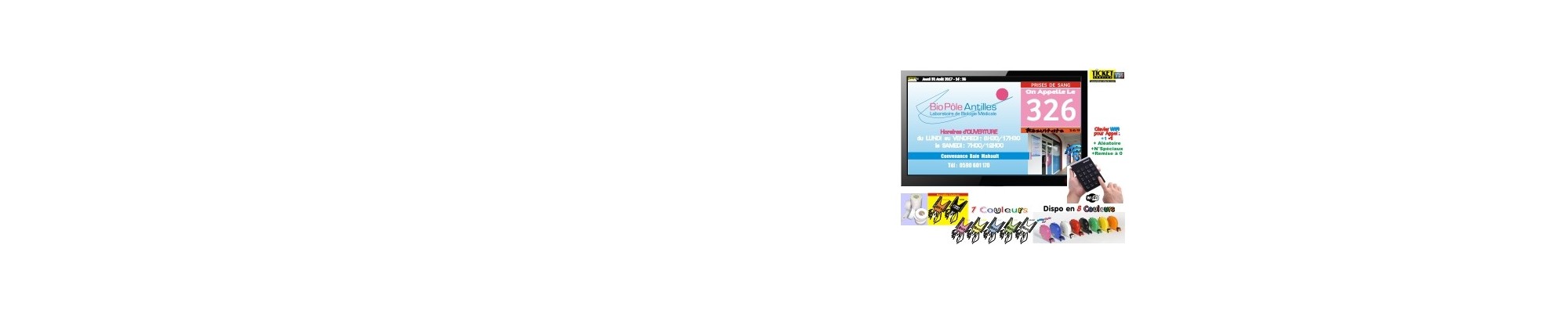 PACK TV+  Gestion file d'attente patients pour Laboratoires compatible 2 services (examens, analyses, scanner, etc)